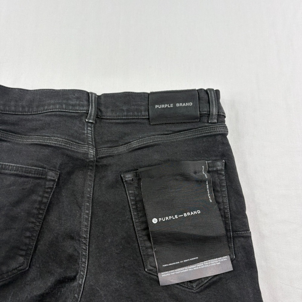 Purple Brand Jeans Mens 34x32 Black P001 Skinny Denim Button Fly - Picture 2 of 15